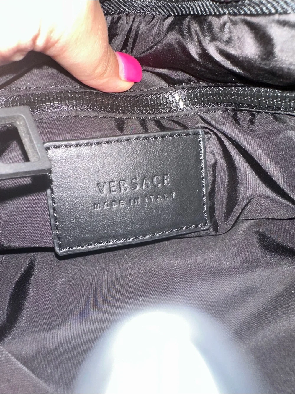 Versace blue and white logo clutch authentic